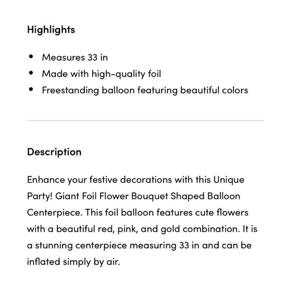 Giant Foil Flower Bouquet Shaped Balloon Centerpiece 33” Red Pink Valentines Day - Picture 2 of 3